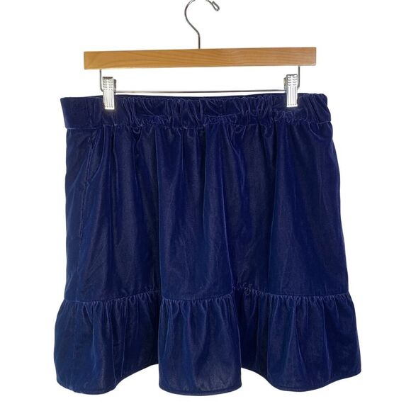 J. Crew Blue Velvet Peplum Mini Skirt w/pockets Size M - Picture 4 of 8